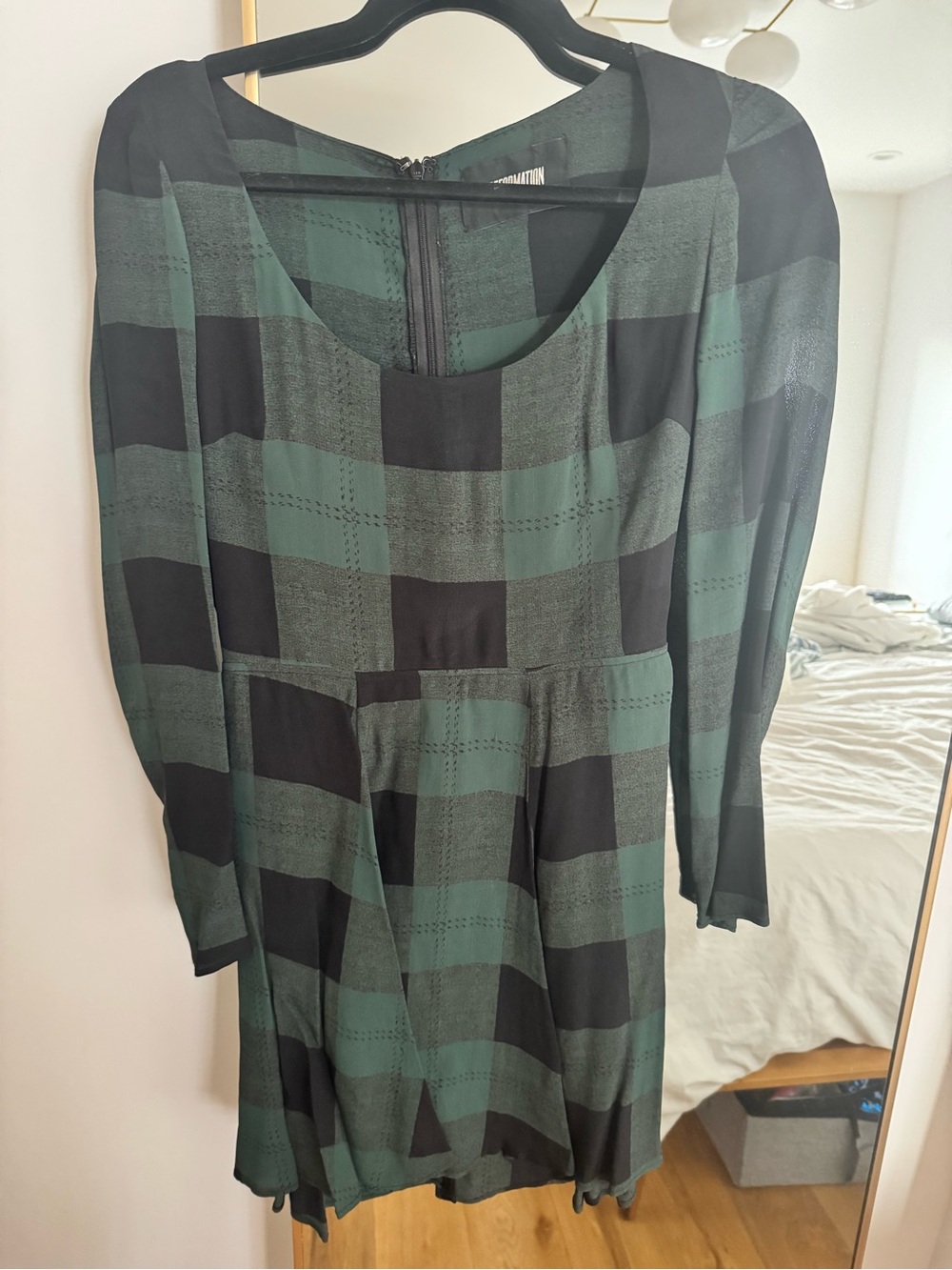 Reformation Green and Black Plaid Women's Dress
